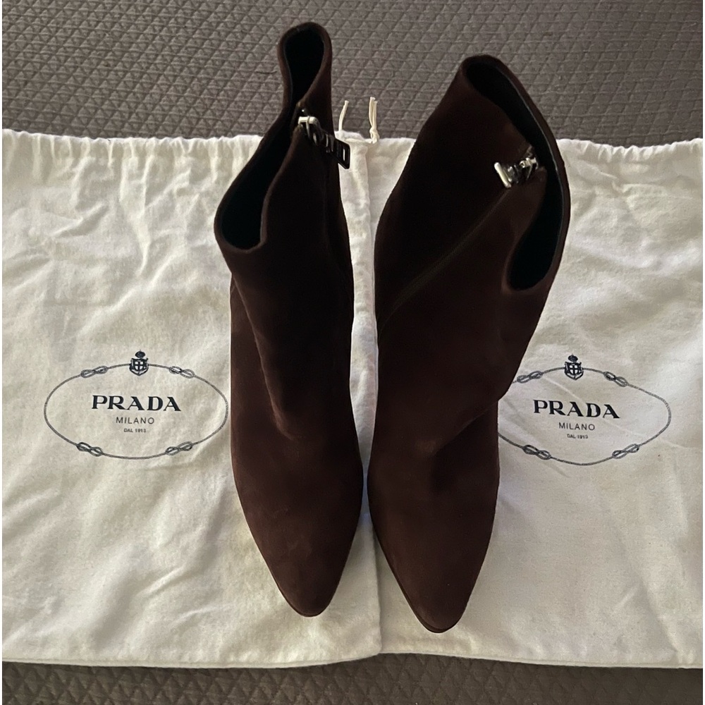 Prada Cacao ankle boots size 7.5, with 4 1/2 inch heel with 1 inch platform
